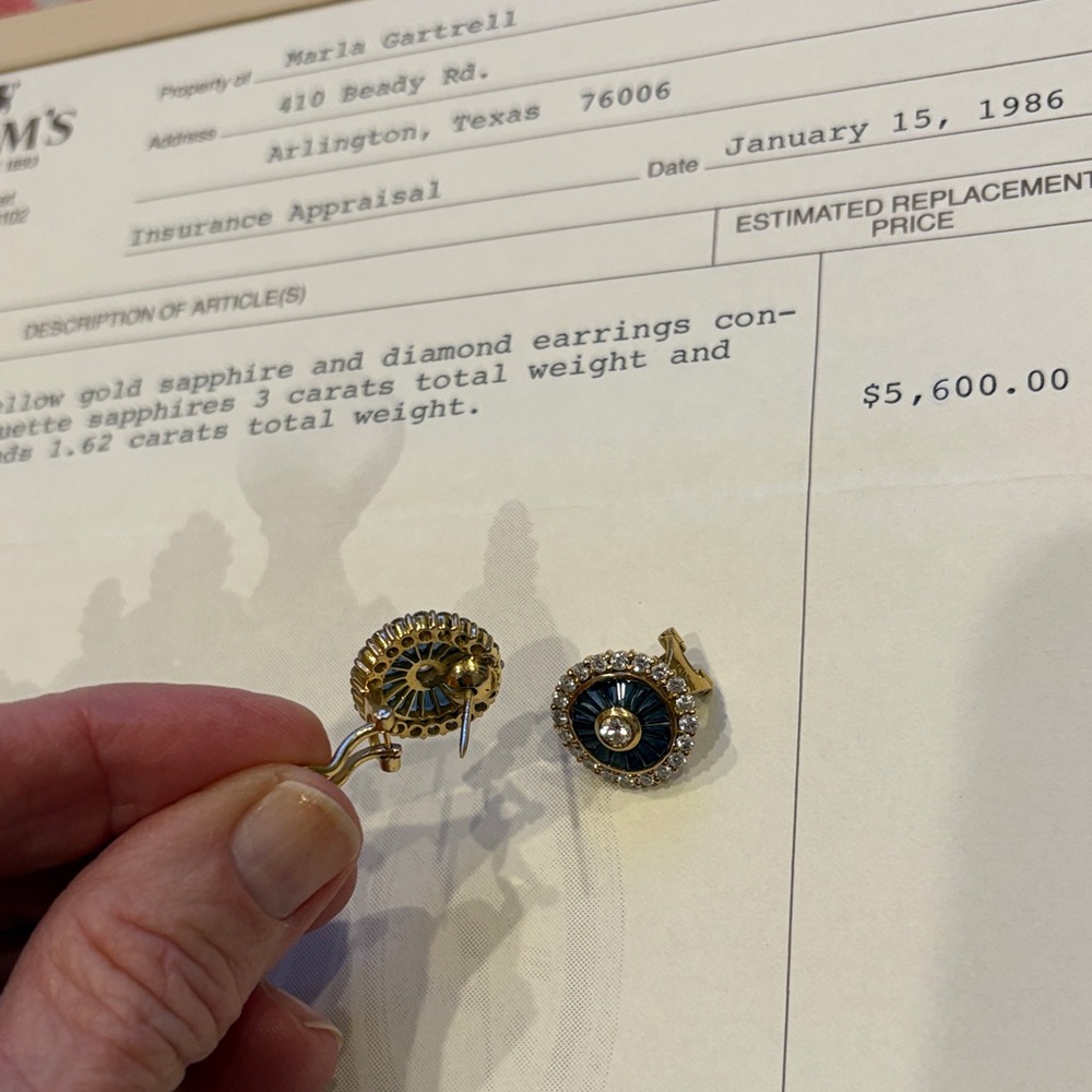 Gold and Sapphire Diamond Earrings from Haltom Jewelers in Ft Worth Texas